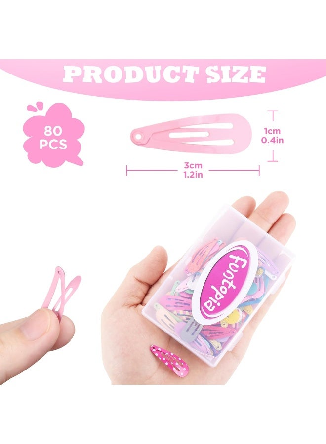 Funtopia Toddler Hair Clips, 80 Pcs Cute Mini Snap Hair Clips for Baby Girls Kids, Colorful Small Snap Barrettes Metal Hair Clips for Fine Hair (1.2 Inch, 3cm) - Image 2